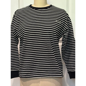 Boy’s ZARA Long Sleeve Striped Tee Size 11-12 Black and White “APP.ED”